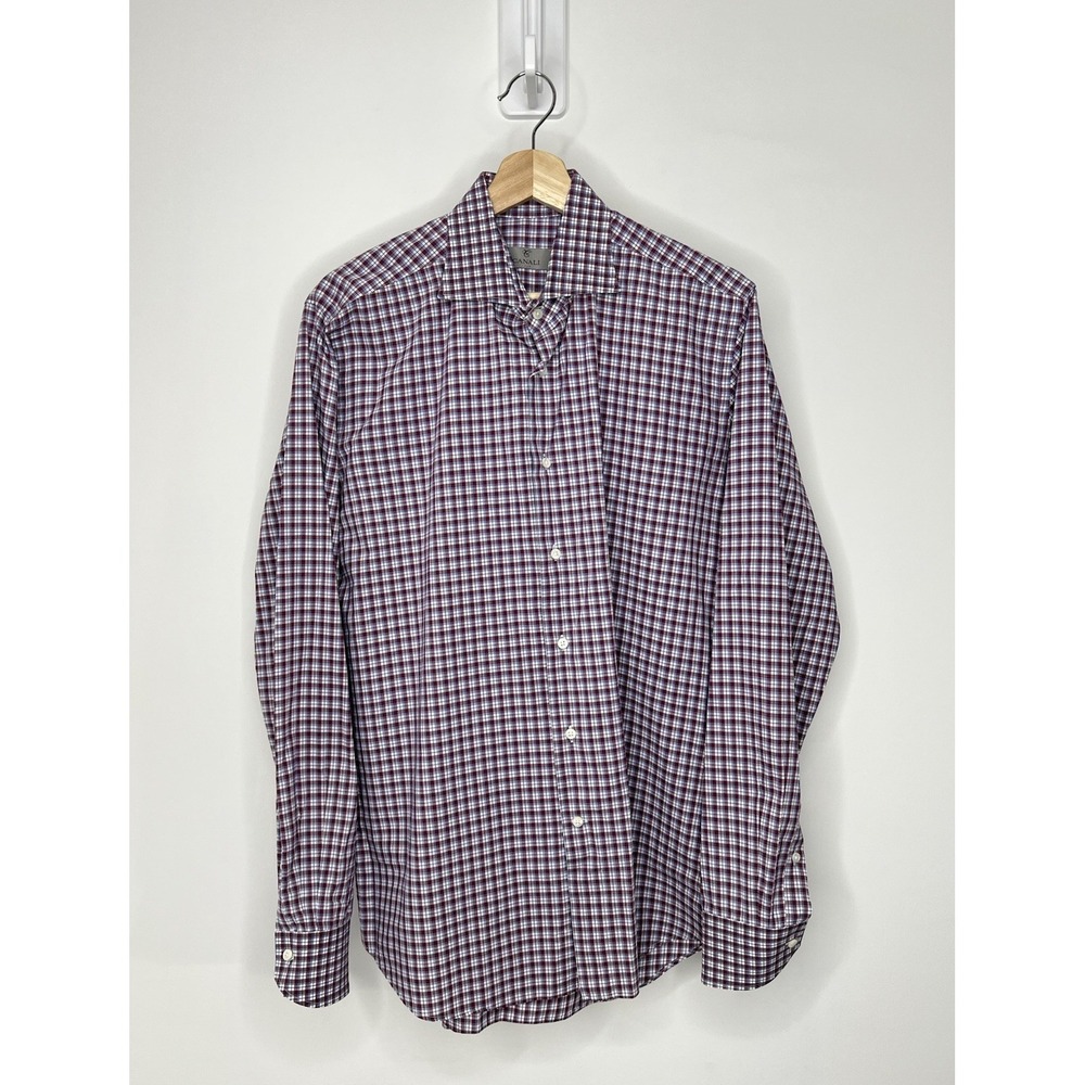 Canali Button Up Shirt Lot Of 2 Mens 41-16 Check Striped Long Sleeve Designer - Picture 5 of 16